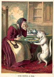 Le chat apporte un poisson